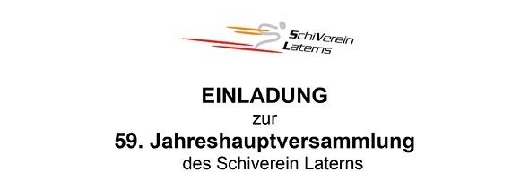 Einladung zur 59. Jahreshauptversammlung des Schieverein Laterns. Das Logo zeigt eine stilisierte Figur, die mit einer Fackel läuft.