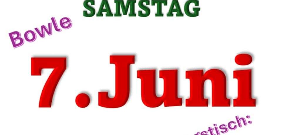 Eine Werbung für den Bauernmarkt 2025 am Samstag, 7. Juni, bei Heimathaus, Waldgasse. Besucher können mittags Rindfleisch und spätnachmittags Käse erwarten.