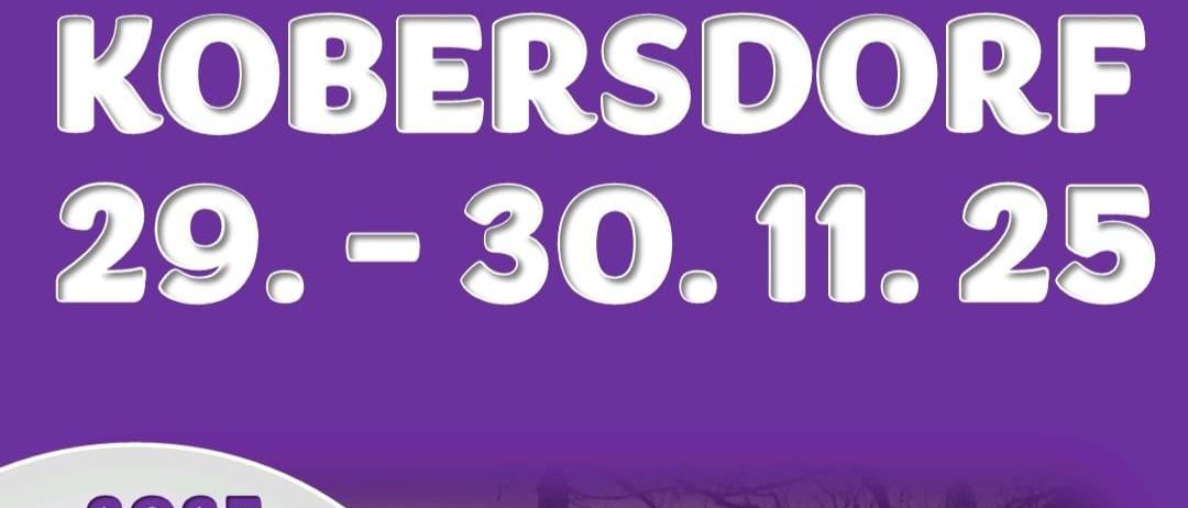 Werbeplakat für eine Veranstaltung im Schloss Kobersdorf am 29. und 30. November 2025. Öffnungszeit ist 14 Uhr, Schließung um 22 Uhr.