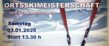 Plakat für den Grafenstein Ski Club, Sektion Ski. Veranstaltung: Österreichische Skimeisterschaft in Grafenstein. Datum: 01.02.2026. Zeit: 13:30. Ort: Bob im Walde - Riesentorlauf.