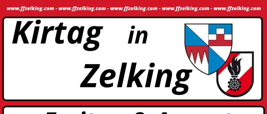 Ein Veranstaltungsposter für Zelking, Deutschland. Es zeigt zwei Termine: Freitag, 8. August, und Sonntag, 10. August. Veranstaltungen umfassen Eröffnung um 18 Uhr, Musikfestival um 19 Uhr, DJ um 21 Uhr und Musikshow um 18 Uhr.