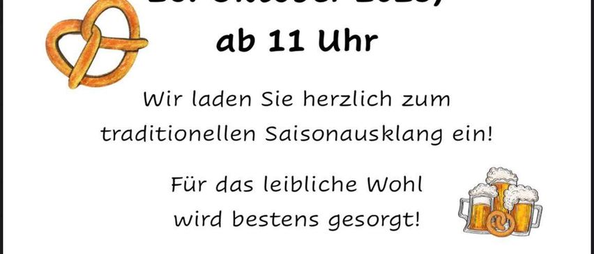 Plakat für die Bertihütte in Schrattenburg. Datum: 26. Oktober 2025, ab 11 Uhr. Einladung zum traditionellen Saisonauftakt. Herzlicher Empfang und gutes Bier inklusive. Das Team des Bartfußvereins 'Berti Barfuss' freut sich auf gemütliche Stunden.