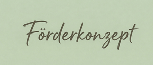 Das handgeschriebene Wort 'Forderkonzept' erscheint in kursiver Schrift auf einem hellgrünen Hintergrund.