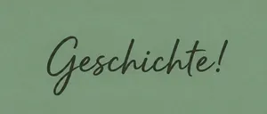 Ein grüner Hintergrund mit dem Wort Geschichte in kursiver schwarzer Schrift geschrieben.