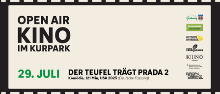 Werbeplakat für den Film 'Der Teufel trägt Prada 2', eine Komödie, 121 Min, USA 2025 (Deutsche Fassung) mit Filmstreifen-Rahmen.