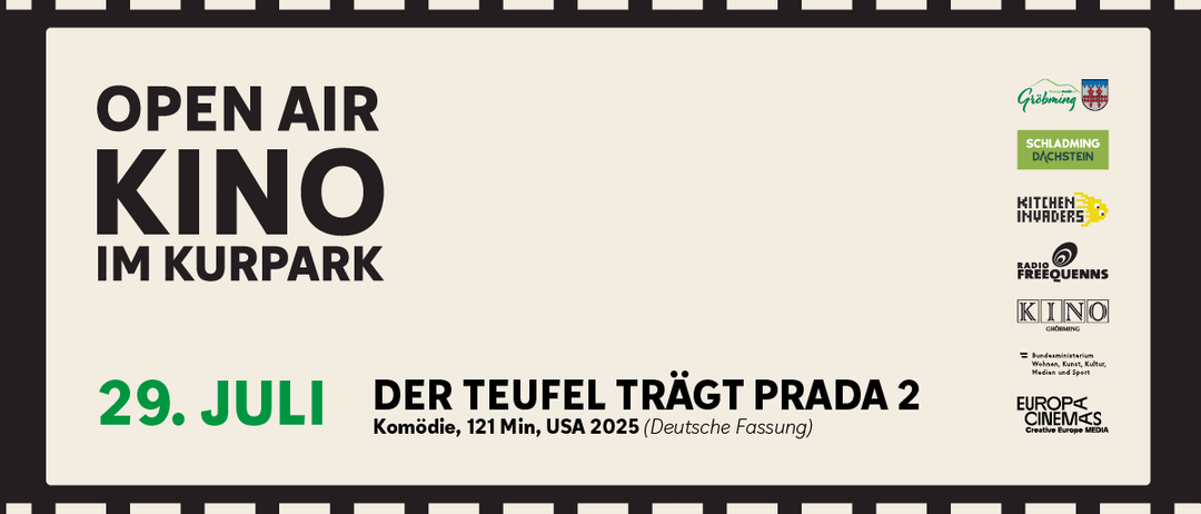 Werbeplakat für den Film 'Der Teufel trägt Prada 2', eine Komödie, 121 Min, USA 2025 (Deutsche Fassung) mit Filmstreifen-Rahmen.