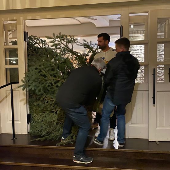 Bild enthält, Door, Adult, Male, Man, Person, Shoe, Jeans, Shoving, Coat, Potted Plant