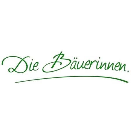 Das Logo einer Marke namens 'Die Bauerinnen' wird auf einem weißen Hintergrund angezeigt und enthält grünen Text. Das Wort 'Die' ist links positioniert, während 'Bauerinnen' rechts positioniert ist.