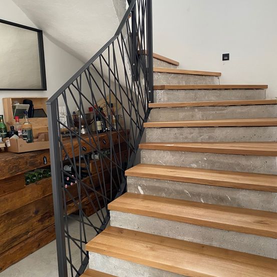 Wood, Hardwood, Stained Wood, Indoors, Interior Design, House, Housing, Staircase, Foyer, Person