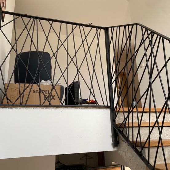 Handrail, Indoors, Interior Design, Railing, Balcony, Person, Staircase, Gate, Box