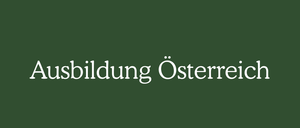 Ein dunkelgrüner Hintergrund mit weißem Text. Der Text lautet 'Ausbildung Osterreich'. Es scheint sich um ein Logo oder einen Titel für eine Organisation zu handeln, die sich mit Bildung oder Ausbildung in Österreich befasst.