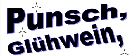 Poster with text and illustrations for an event on Sunday, December 14, starting at 4 PM at the community center, featuring hot dogs, open-faced potato sandwiches with sauce, and a smiling face.