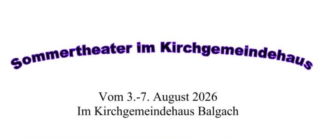 Plakat für Sommertheater-Veranstaltung. Gruppe von Kindern in mittelalterlichen Kostümen auf Stufen. Datumsbereich und Ort angegeben.