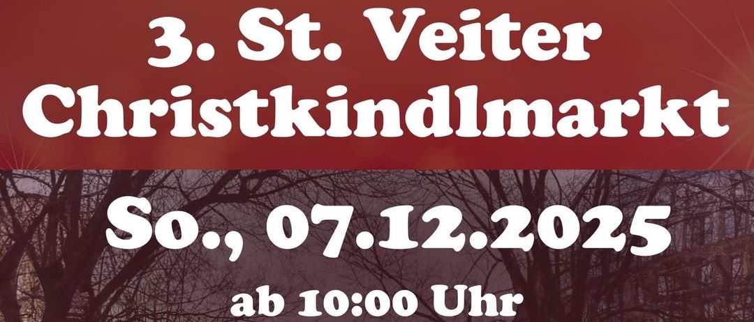 Plakat für eine Veranstaltung am 7. Dezember 2025, beginnend um 10:00 Uhr im Ortszentrum St. Veit am Vogau. Angebote umfassen Kunstausstellungen, Kinderkarussell, Ponyreiten für Kinder (ab 13 Uhr), Weihnachtssingen, Kuchen, Glühwein und vieles mehr. Musikalische Begleitung durch Gesangsgruppen, BAfEP Mureck und Musikverein Salßtal-Siebing. Keine Stehplätze mehr verfügbar. Sponsoren umfassen Steiermärkische SPARKASSE und andere.