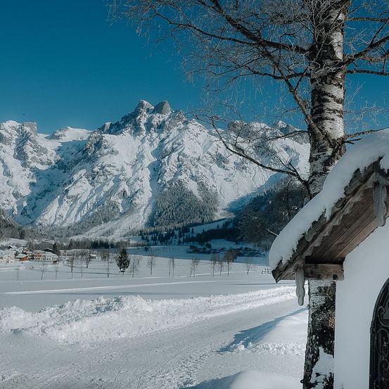 Bild enthält, Outdoors, Shelter, Nature, Ice, Scenery, Mountain, Tree, Hut, Glacier, Fir