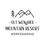 Gut Wenghof – Mountain Resort-Logo. Logo des Mountain Resorts Werfenweng mit zwei Bäumen und Bergsilhouette