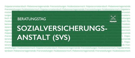 Grüner Hintergrund mit dem Text Beratungstag Sozialversicherungs-Anstalt (SVS) in weiß. Logos sind rechts sichtbar.