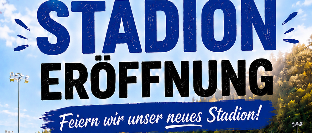 Plakat zur Eröffnung eines neuen Stadions am 14.06.2026 mit einem gelben E-Bike im Vordergrund und einem grünen Feld im Hintergrund.