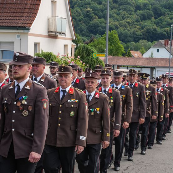 Bild enthält, People, Person, Adult, Male, Man, Officer, Tie, Marching, Coat, Face