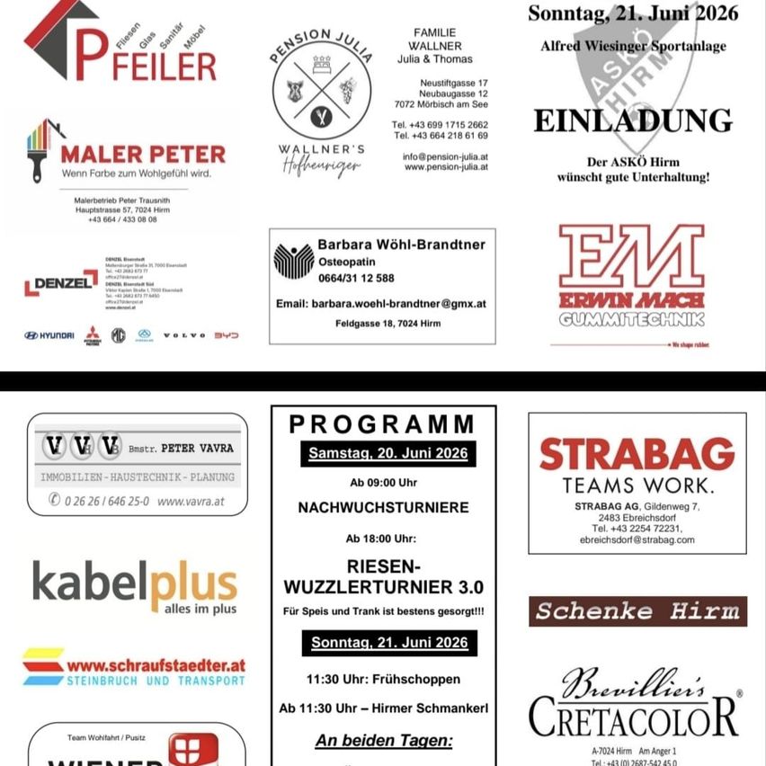 Plakat mit Veranstaltungsdetails. Samstag, 20. Juni 2026, Beginn um 9:00 Uhr mit einem Morgenrennen, gefolgt von einer Mittagspause. Sonntag, 21. Juni 2026, um 11:30 Uhr, Frühstück mit Kaffee und später ein Frühstück für die Teilnehmer.