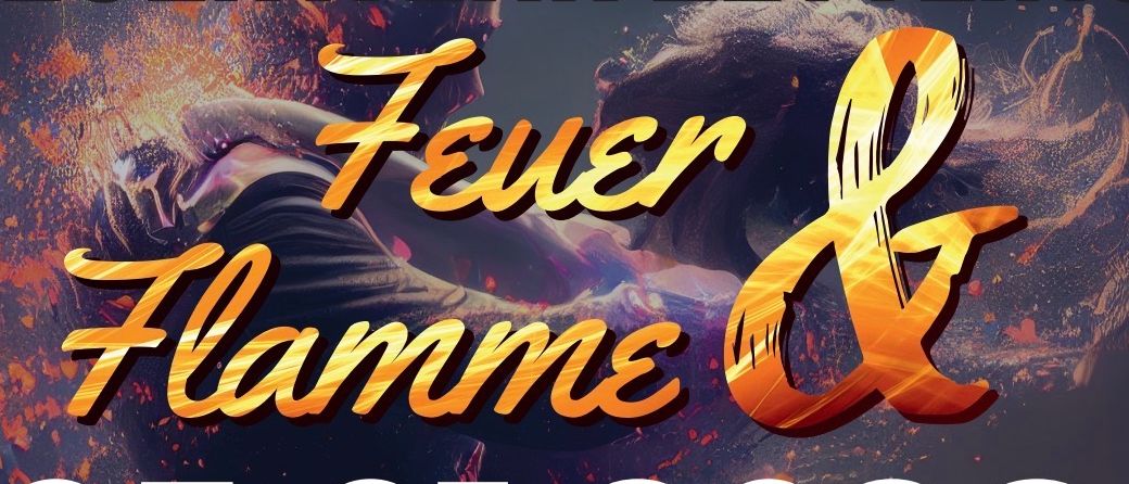 Plakat für die Veranstaltung 'Feuer & Flamme' am 5. Januar 2026. Einlass 19:30 Uhr, Polonaise 20:30 Uhr, beheiztes Discozelt. Vorverkauf 7€, Abendkasse 10€.