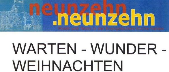 Ein Plakat kündigt eine Veranstaltung mit dem Titel 'Warten - Wunder - Weihnachten' an. Es bietet Musik und Texte für die Adventszeit. Die Veranstaltung wird von Stephan Pollhammer an der Orgel, Elisabeth Costa und Gudrun Kleinberger bei der Rezitation gestaltet. Sie findet am Freitag, den 19. Dezember 2025, um 19:19 Uhr statt. Der Eintritt ist frei.