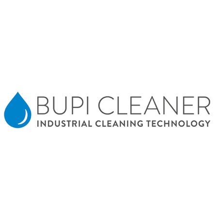 Das Bupi Cleaner Logo zeigt einen blauen Tropfen und den Text 'Bupi Cleaner' über 'Industrial Cleaning Technology'.