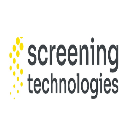 Das Logo für Screening-Technologien ist mit den Worten 'Screening-Technologien' in Schwarz auf weißem Hintergrund dargestellt.