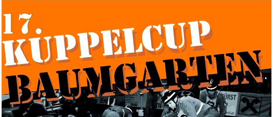 Ein Veranstaltungsplakat für Baumgarten mit dem Datum 28.03.2026, auf dem eine Gruppe von Personen an einem Fahrzeug arbeitet. Das Plakat enthält Text auf Deutsch.