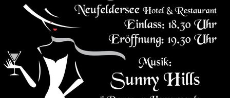 Eine Einladung zur Silvesterparty im Neufeldersee Hotel & Restaurant, veranstaltet vom Bürgermeister Michael Lampel. Beginn um 18:30 Uhr, Eröffnung um 19:30 Uhr. Musik von Sunny Hills. Angebote beinhalten Geschenke für Damen und Herren, Mitternachtseinlage, Reisetombola, kostenlose Shuttle-Service und Eröffnung von Neufelder für junge Damen und Herren. Tickets kosten 25 Euro. Anmeldung nur nach Vereinbarung.