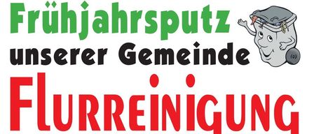 Eine Werbung für eine Gemeindereinigungsaktion namens 'Flurrreinigung' am Samstag, 21. März 2026, in Neufeld. Ein Ersatztermin ist der 28. März 2026. Die Veranstaltung beginnt um 8:45 Uhr am Bahnhof Neufeld. Die Gemeinde zielt darauf ab, das Gebiet aufzuräumen, gefolgt von einem Grillfest.