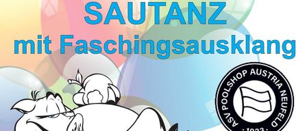 Werbeplakat für das Faschingsdienstag-Event am 17. Februar 2026 im KUZ-Neufeld, Beginn um 11 Uhr, mit einem Schwein und Luftballons.