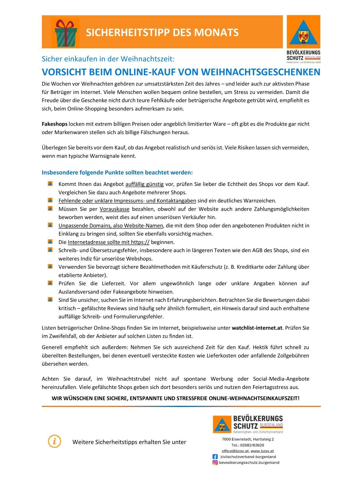 Online-Shopping während der Vorweihnachtszeit kann riskant sein, da viele Menschen zum ersten Mal online einkaufen und oft unter Stress stehen. Um Enttäuschungen zu vermeiden, ist es ratsam, beim Online-Shopping vorsichtig vorzugehen. Fake-Shops locken mit extrem günstigen Preisen oder begrenztem Angebot - oft gibt es die Produkte gar nicht oder Markennamen stellen sich als billige Fälschungen heraus.