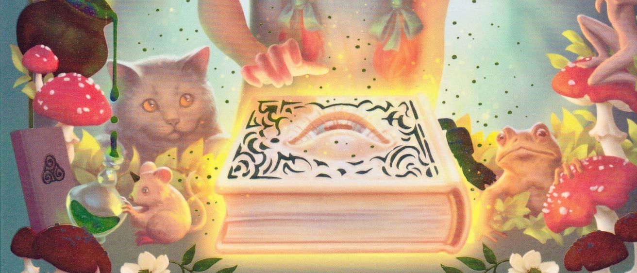 Das Buchcover zeigt ein junges Mädchen mit roten Haaren, das ein Buch hält, umgeben von magischen Kreaturen und Pflanzen, mit dem Titel Cassandra Morgan über ihr.