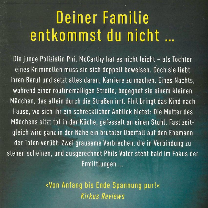 Die junge Polizistin Phil McCarthy, Tochter eines Kriminellen, trifft auf ein junges Mädchen, das allein unterwegs ist. Sie bringt das Mädchen nach Hause, nur um festzustellen, dass die Mutter des Mädchens tot ist. Ein brutaler Verbrechen in der Nähe bringt bald Phils Vater in die Ermittlungen.