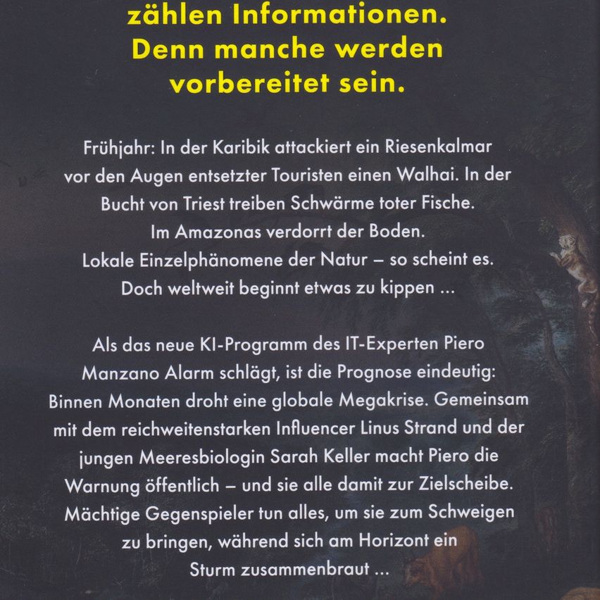 A black background with bold yellow text discusses alarming natural phenomena, such as a whale attack in the Caribbean and swarming fish in the Bay of Trieste. The text warns of a global crisis and mentions influential figures.