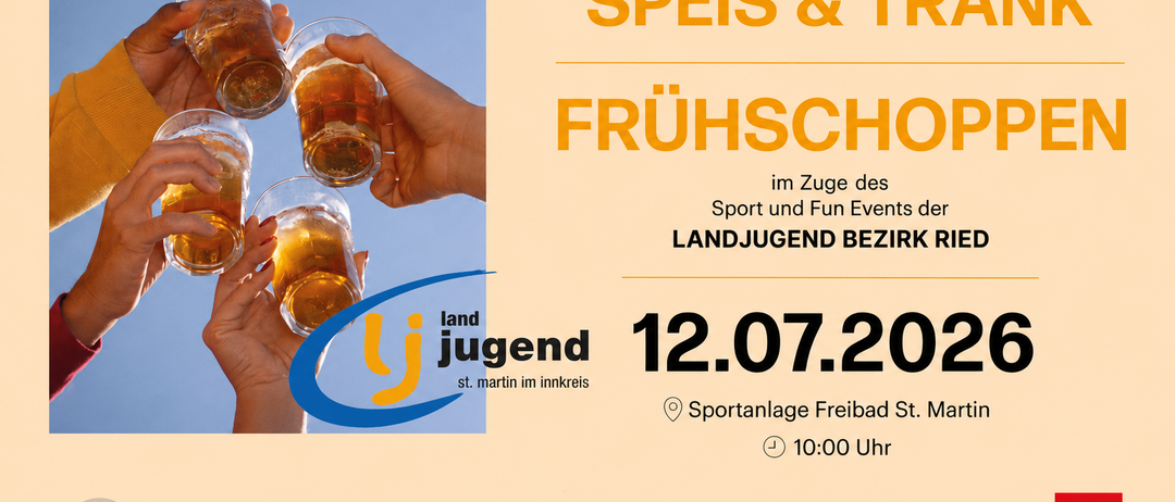 Plakat für eine Veranstaltung im Juli 2022, mit Getränken und einem Veranstaltungsort. Es enthält Logos von Sponsoren.