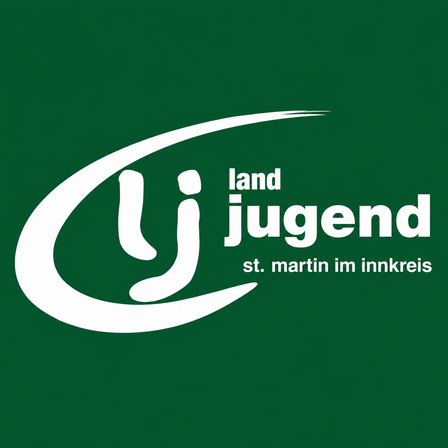 Das Logo für Landjugend ist auf einem grünen Hintergrund dargestellt. Das Logo enthält einen stilisierten Buchstaben 'j' und die Wörter 'landjugend' und 'st. martin im innkreis.'