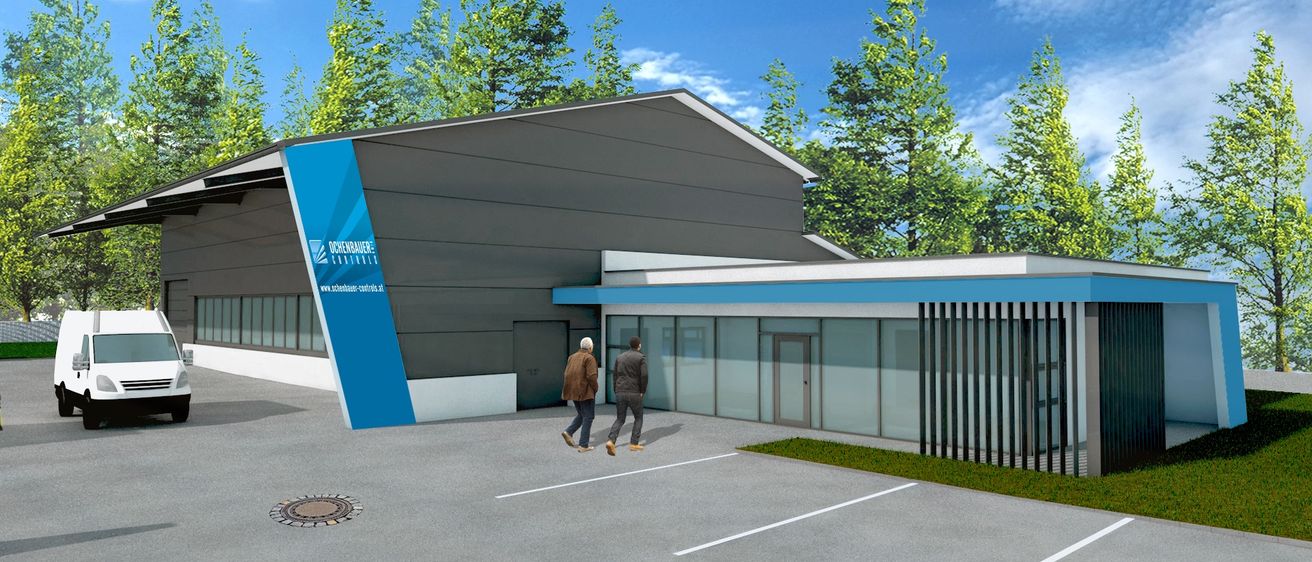 Bild enthält, Building, Shelter, Person, Tree, Grass, Indoors, Car, Office Building, Wheel, Garage