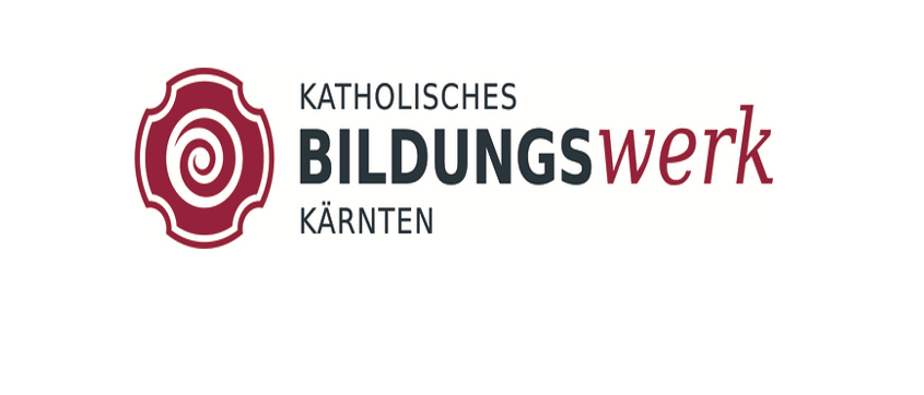 Das Logo für das Katholische Bildungswerk in Kärnten, mit einem roten Spiraldesign und dem Text 'KATHOLISCHES BILDUNGSWERK KÄRNTEN'.