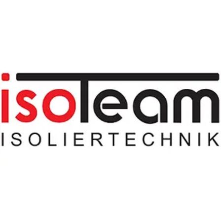 Das Logo für IsoTeam Isolationstechnik, mit dem Wort IsoTeam in Rot und Schwarz und einem schwarzen Rahmen darüber, auf weißem Hintergrund.