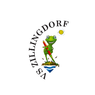 Ein Frosch hält einen Stift auf einer kleinen Insel mit einer Sonne darüber, umgeben vom Text 'ZILLINGDORF SA'.