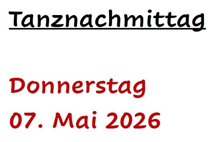 Ein Plakat bewirbt eine Tanzveranstaltung von Maier Sepp mit einem Yamaha-Piano. Die Veranstaltung findet am Donnerstag, 07. Mai 2026, ab 15:00 Uhr statt. Der Eintrittspreis beträgt 6,00 € pro Person.