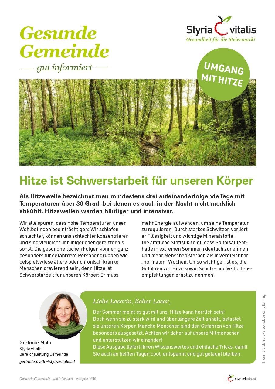 Image about the effects of heat on the body. It shows a forest path with text discussing the impact of heat waves on health and tips for managing extreme heat.