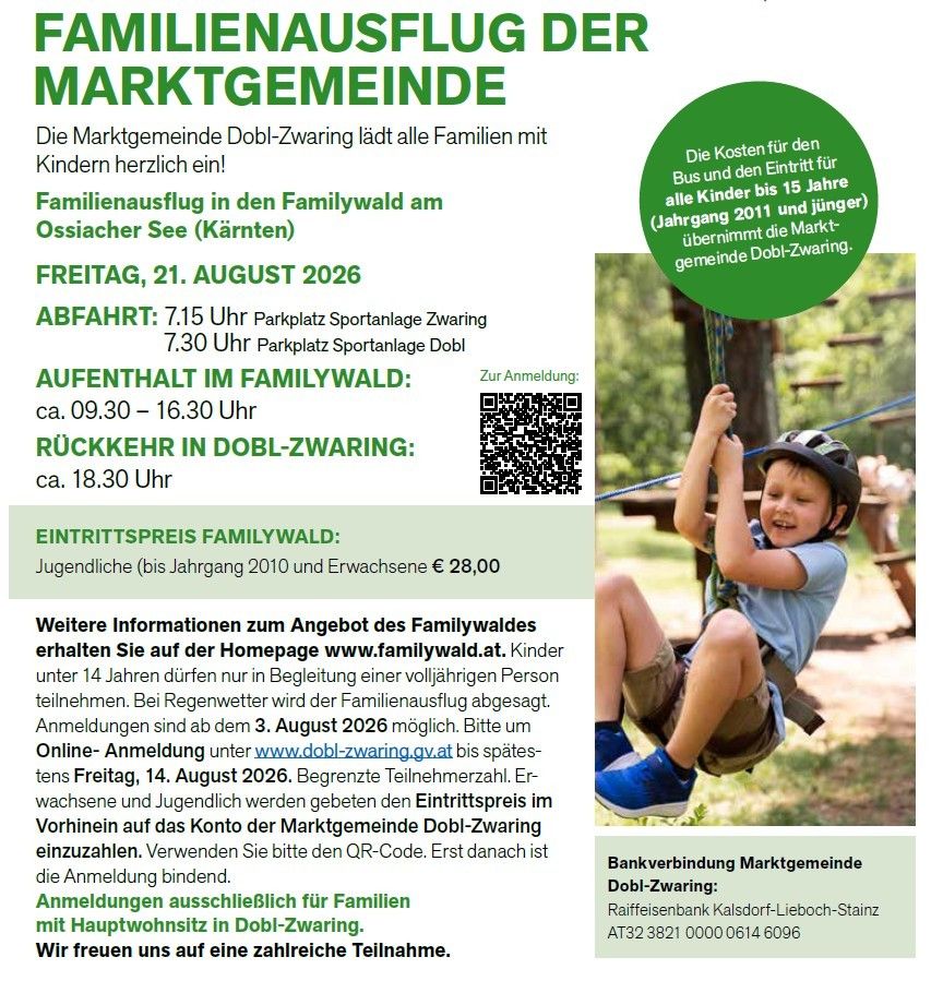 Familienausflug Dobl-Zwaring, 21. August 2026
