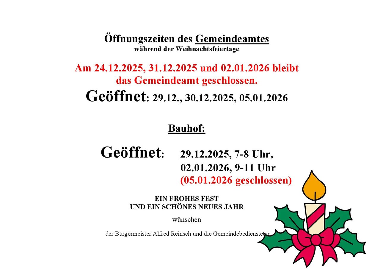 ffnungszeitenWeihnachtsfeiertage