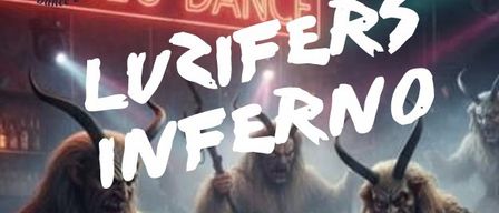 Plakat für eine Live-Veranstaltung mit Lurifers Inferno. Die Band ist in monströsen Kostümen mit Hörnern und Ketten dargestellt. Die Veranstaltung findet um 23:00 Uhr in Tulln, Hauptplatz 25 statt. Die Türen öffnen sich um 21:00 Uhr.