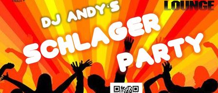 Plakat für Nachtflug Lou mit DJ Andys Schlager Party. Es enthält einen QR-Code für weitere Informationen, Ort Tulln, Hauptstrasse, und die Türen öffnen sich am 23.1. Besuchen Sie www.nachtflug.com für Details.