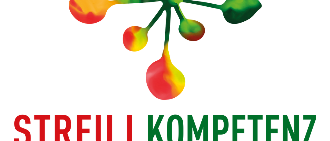 Ein Logo für Streu Obst Kompetenz Zentrum Burgauberg-Neudauberg, das eine stilisierte Frucht mit grünen und roten Blättern zeigt. Der Text ist fett, rot und grün.