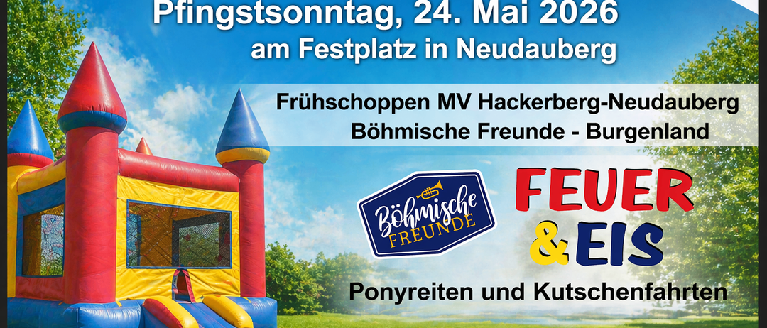 Der Rorgler Kirtag findet am Pfingstsonntag, 24. Mai 2026, auf dem Festplatz in Neudauberg statt. Frühes Shoppen bei MV Hackerberg-Neudauberg. Ponyreiten und Kutschfahrten.